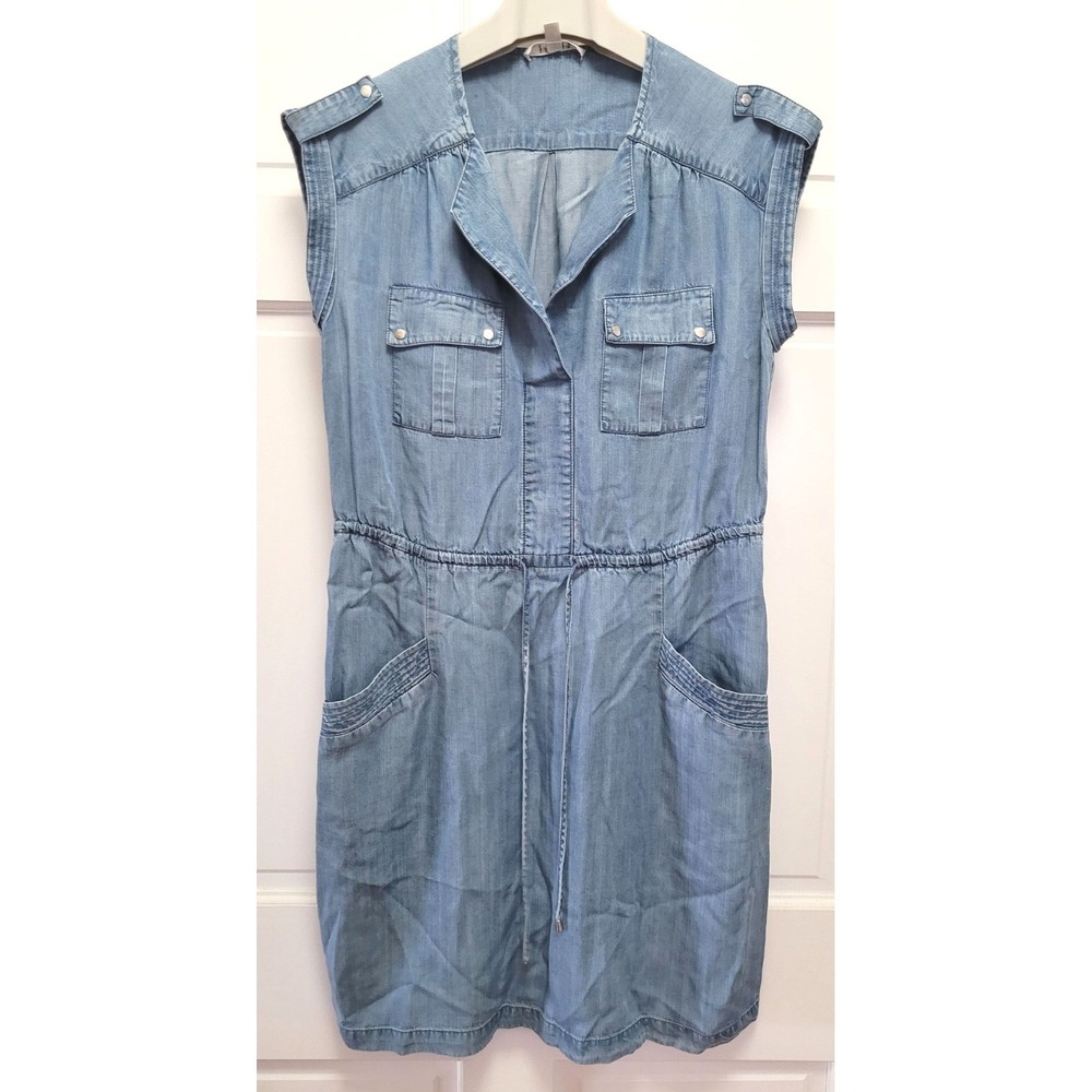 Spense Women's 100% Lyocell Sleeveless Mini Chambray Dress - Lt Blue - Size 8